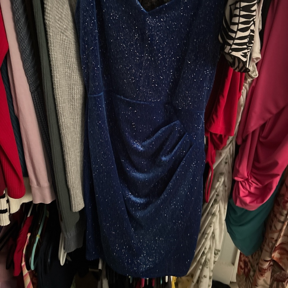 Windsor One Shoulder Blue Glitter Dress